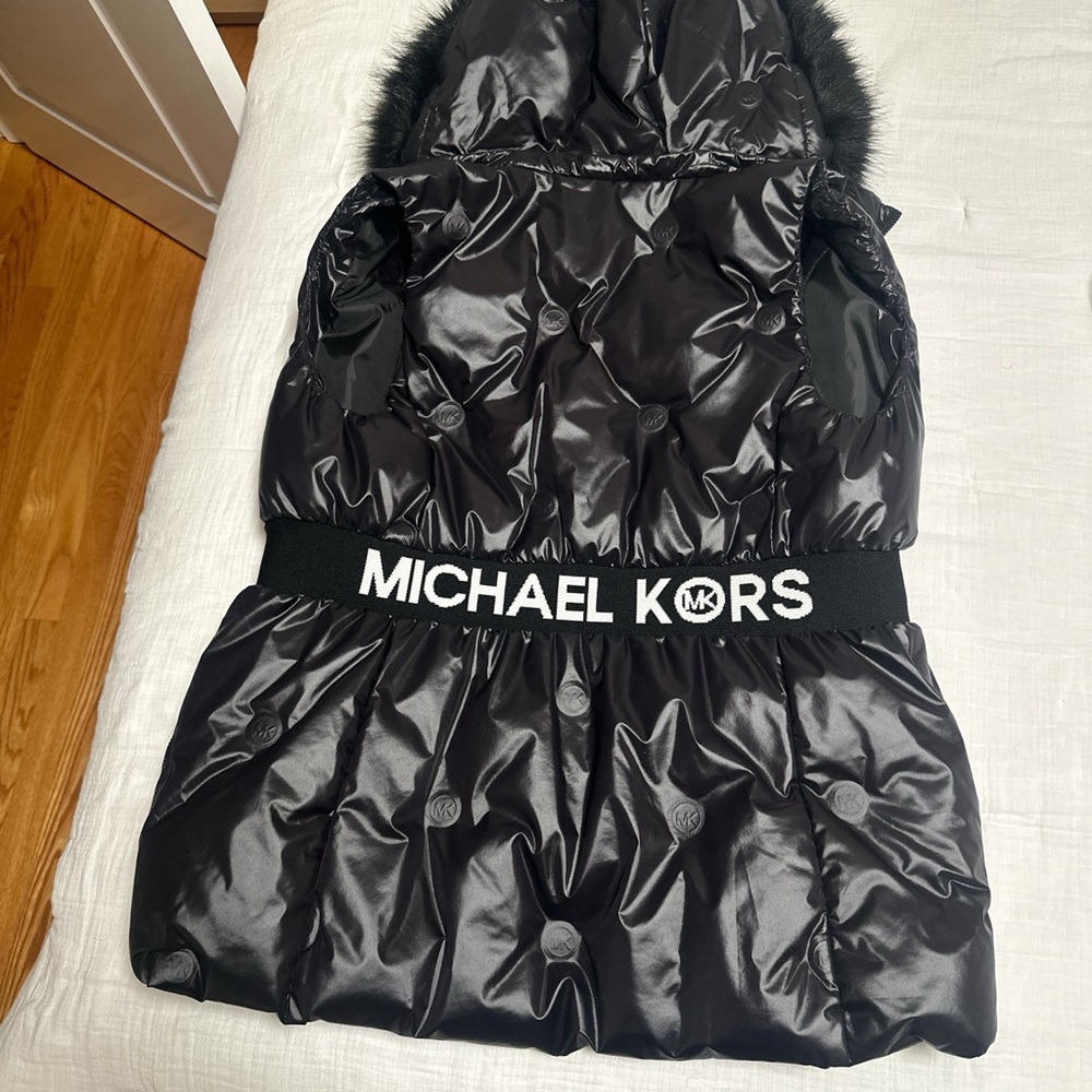 Michael Kors Shiny Black Hooded Jacket